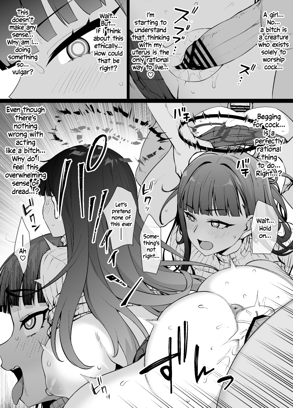 Hentai Manga Comic-A 9-page manga about Blue Academy MC, Tsukizuki Rio, being turned into a masochistic bitch and transferring to the Pussy Academy-Read-5